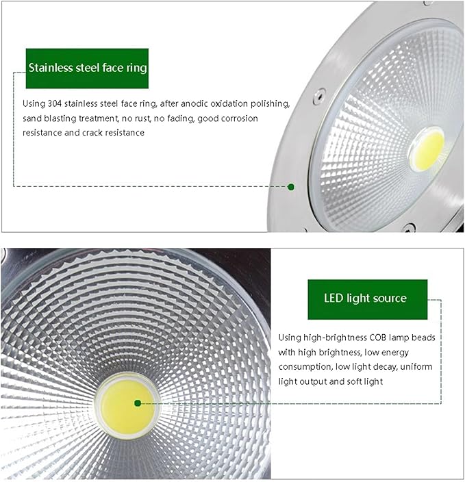 LED Underground Light Outdoor Buried Lights IP66 Waterproof Underground Lights AC85-265V Spotlight for Garden Patio Step Path Driveway Round Landscape Lamp