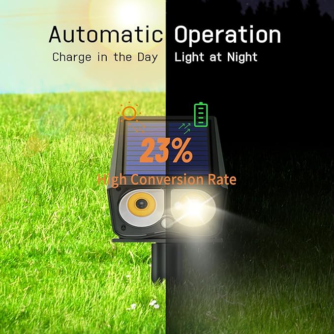Solar Spot Lights Outdoor Motion Sensor IP65 Waterproof Bright 2-in-1 Solar Wall Lights Auto On/Off LED Solar Landscape Spotlights for Garden Yard Pathway Driveway Walkway