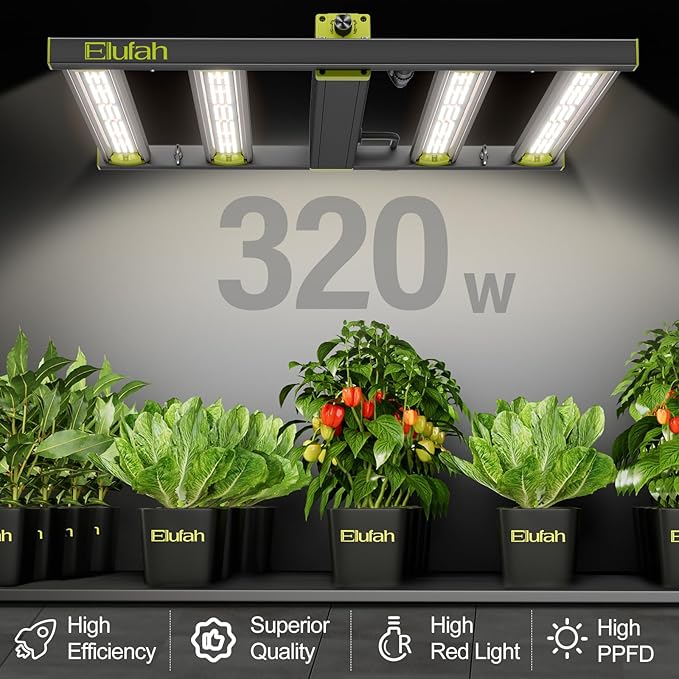 320W LED Grow Lights Kit Commercial Full Spectrum Bar Style LED Grow Lamp with 96W Under-Canopy Grow Light 3x3ft Coverage Growing Lamp for Hydroponics Greenhouse