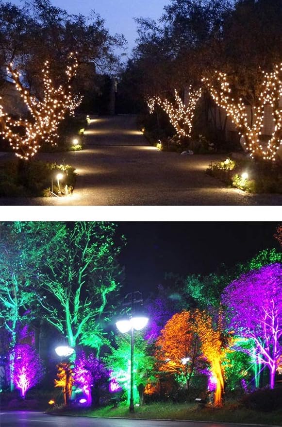 6W/12W/18W LED RGB Color Gradient Light Outdoor Waterproof Tree Spotlight Villa Community Park Landscape Ground Lights Garden Patio Aluminum Flood Light IP65 Fittings