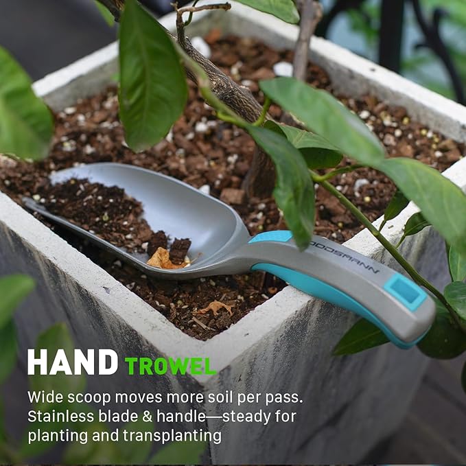 GOODSMANN Heavy Duty Garden Tools Aluminum Gardening Tools Set of 4 Includes Flower Garden Shovel Hand Trowel Weeding Cultivator and Garden Pruning Shears for Women/Men
