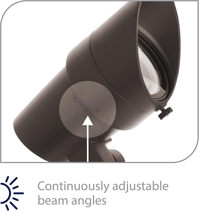 WAC Landscape Lighting LED 12V Small Size Accent Light with Adjustable Beam Angle and Integral Brightness Control 50-420 Lumens 3000K Warm White Built-in LED in Bronze