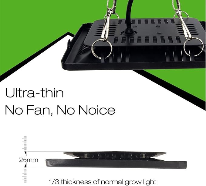 Waterproof 100W LED Grow Light Full Spectrum New Technology COB LED Grow Light Natural Heat Dissipation Without Noise Suitable for Plants All Growing Stage Indoor or Outdoor.