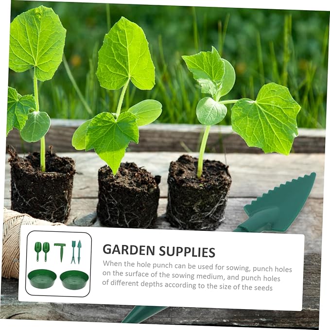 1set Garden Tool Kit Portable Sifter and Shovel for Soil Cultivation Includes Soil Screens Shovels Transplanting Tool and Puncher Lightweight and Gardening Hand
