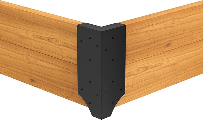 Raised Garden Bed Corner Brackets With Securing Lip | Fits Lumber up to 2 Inch x 12 Inch in Size | Set of 4 | DIY Flower or Vegetable Garden | Black