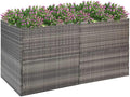 61.8 x 31.5 Large Rectangular Raised Garden Bed Planter Box Grey Powder-Coated Steel Frame &amp PE Rattan Open-Bottom Raised Planter for Patio Terrace &amp Indoor Décor