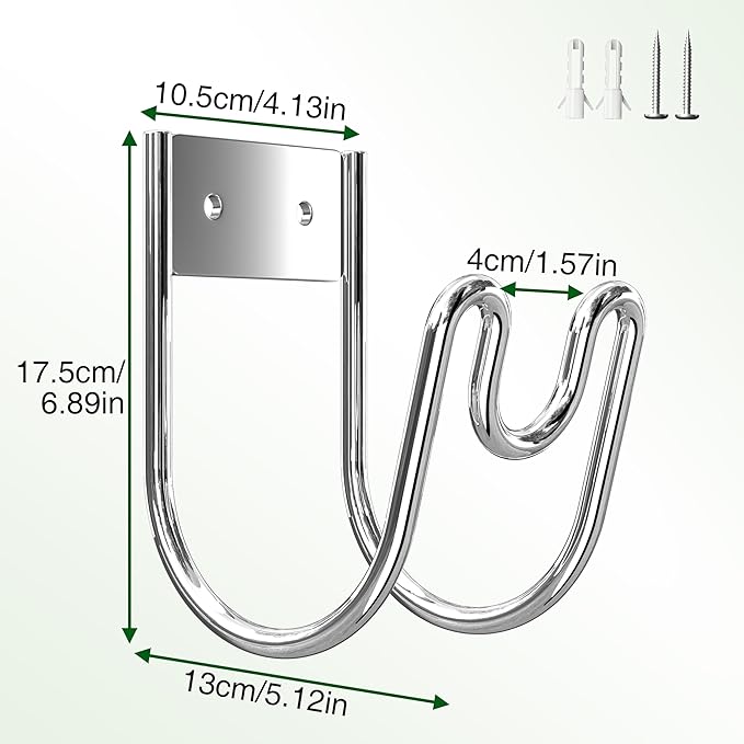 Stainless Steel Garden Hose Holder - Silver SS304 Water Hose Holder - Wall Mounted Hose Hanger Heavy Duty for Water Hose Extension Cords Vacuum Hose Anti-Rust (2 Pack)