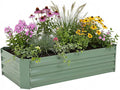 Aoodor 4 x 2 x 1 ft Outdoor Raised Garden Bed Reinforced Galvanized Steel Planter Box for Vegetables FlowersFruits and Herbs