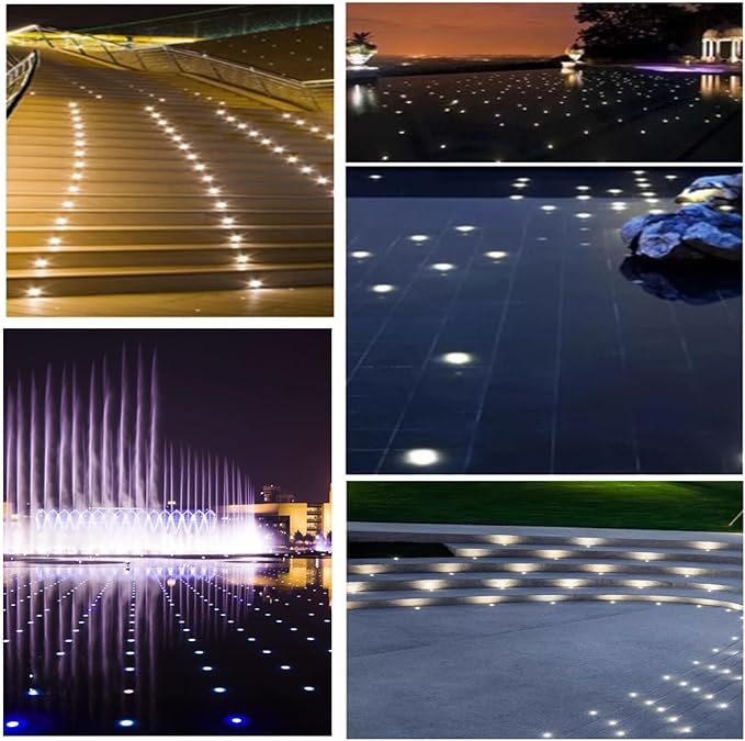 Mini Ground LED Lights - IP68 Waterproof Underwater Landscape Spotlights for Pool Stairs and Fountain - Easy Installation