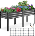 KING BIRD Raised Garden Bed with Irrigation System and Legs Galvanized Elevated Planter Box for Backyard Patio Balcony 600lb Capacity Dark Grey 70.9x22.8x31.5 in