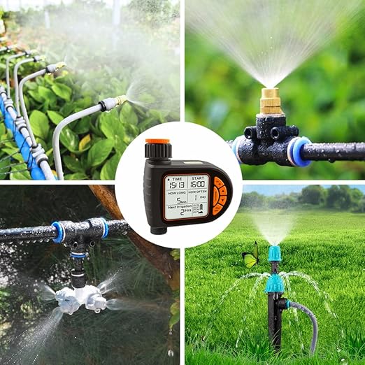 New Drip Irrigation KitsQuick Connector Automatic Irrigation Systemwith Replaceable Bending Dropperatomizing Copper Nozzle for Watering System for Garden Plant Lawn Patio. (20M+Timer)