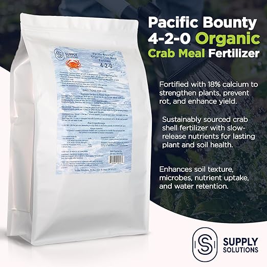 Organic Crab Meal Fertilizer 4-2-0 | 18% Calcium | Natural Soil Amendment for Garden Lawn and Flower Beds | Improves Soil Health &amp Boosts Plant Growth (20 Pounds)