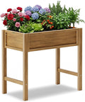YEFU Raised Garden Beds Outdoor: 34x18x30in Weatherproof Teak Raised Garden Bed for Vegetable Herb Plant Gardening - HIPS Planter Boxes Outdoor with Legs on Patio Deck for Suburban Homeowners