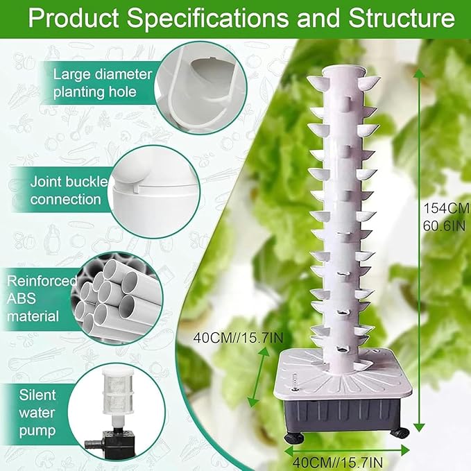 AMNOOL Hydroponic Planting System 14-Layer 70-Hole hydroponic Tower Smart Garden hydroponic Planting System Greenhouse hydroponic Planting
