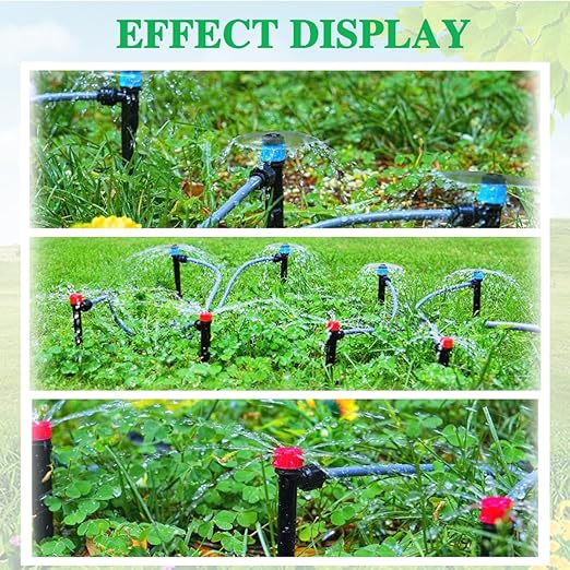 82FT Drip Irrigation Kit 1/4-inch Drip Irrigation Emitter Fan-Shaped Drip Irrigation Emitter Quick-Connect Automatic Drip Irrigation System Suitable for Watering Plants in Flowerpot Elevated Bed.