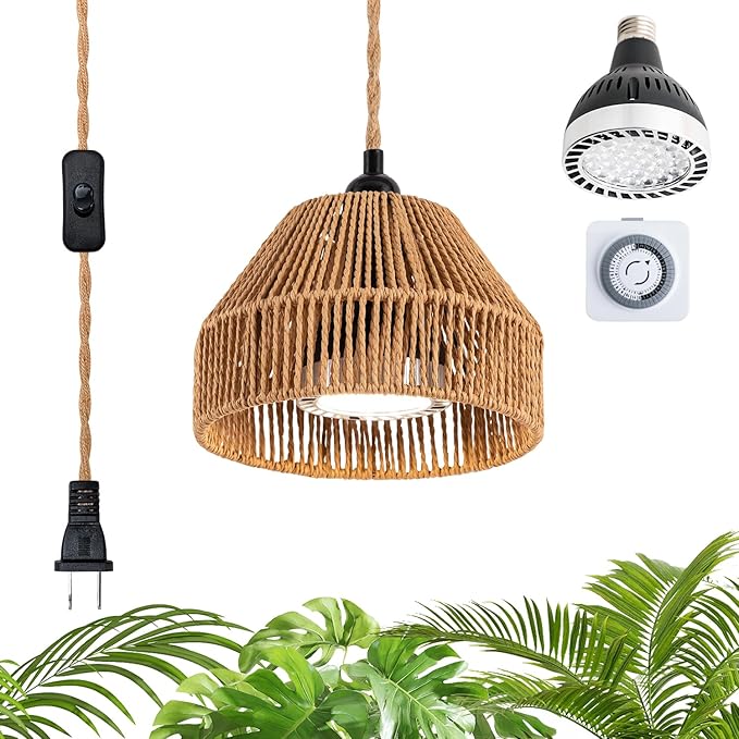 30W Suspended Indoor Plant Growth Light 24-Hour Cycle Timer 4000k Full Spectrum LED Suitable for Large Tall Plants Gardens Flowers and greenhouses Suspended Plant Pendant Light