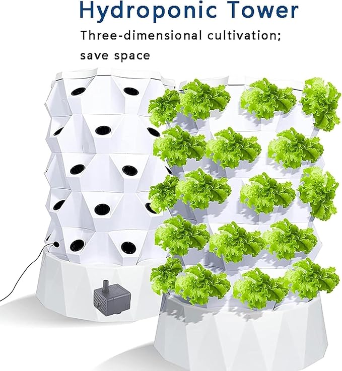 Hydroponic Kits Soilless Cultivation Planting Equipment Multi-Storey Pineapple Tower Column Intelligent Vegetable Planter Goddess Beginner Hydroponics System(10 Layers)