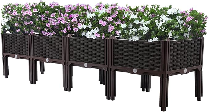 4Pcs Elevated Garden Raised Bed KitIndoor Outdoor Vegetables Planter Box Flower Plant Herb for Gardens Small Patios Decks Balconies