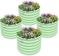 A ANLEOLIFE Kids Mini Raised Garden Beds Outdoor (4-Pack)-24x24x18in Round Galvanized Metal Planter Box for Planting Vegetables Flowers Fruits Eco-Safe &amp Easy Setup Mint Green