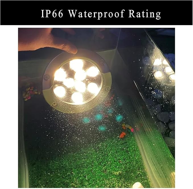 Outdoor Buried Lights - 24V LED Landscape Floor Spotlights IP66 Waterproof Round Lights for Garden and Lawn (15W Blue)