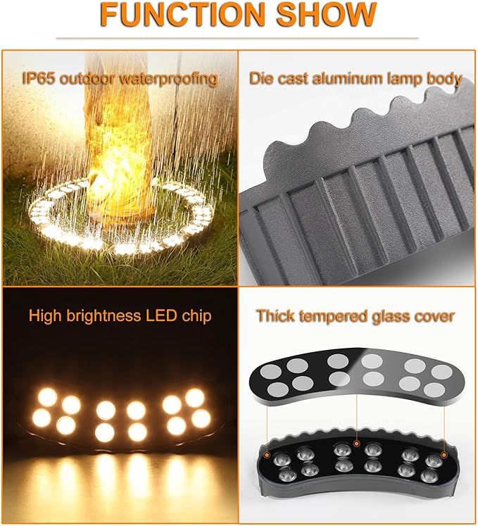 Outdoor Lights LED Low Voltage Landscape Tree Ring Lights Landscape Spotlights for Courtyards Park Lawn(Warm White LightPack of 5)