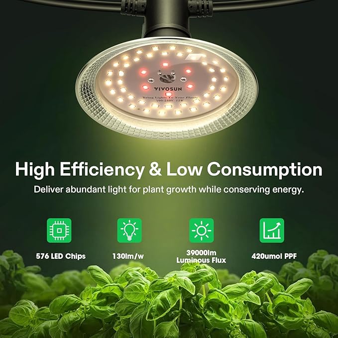 VIVOSUN Outdoor LED Grow Lights Waterproof String Grow Light Full Spectrum Plant Growing Lights with 44Ft Adjustable Cord for Seedling Veg Flower in Greenhouse Garden Backyard Farm (12-Light)