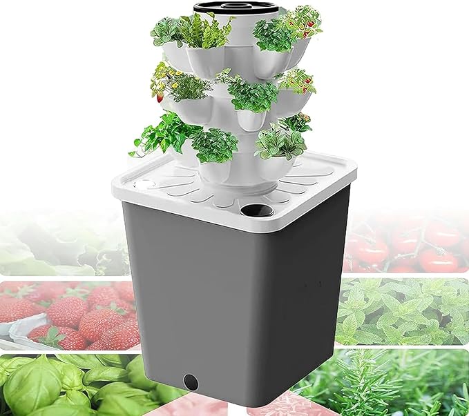 15/20/25/30hole - Plant Hydroponics Tower 3/4/5/6 Floors - Garden Hydroponic Growing System Timer for Herbs Fruits and VegetablesWhite-20Hole//1pc