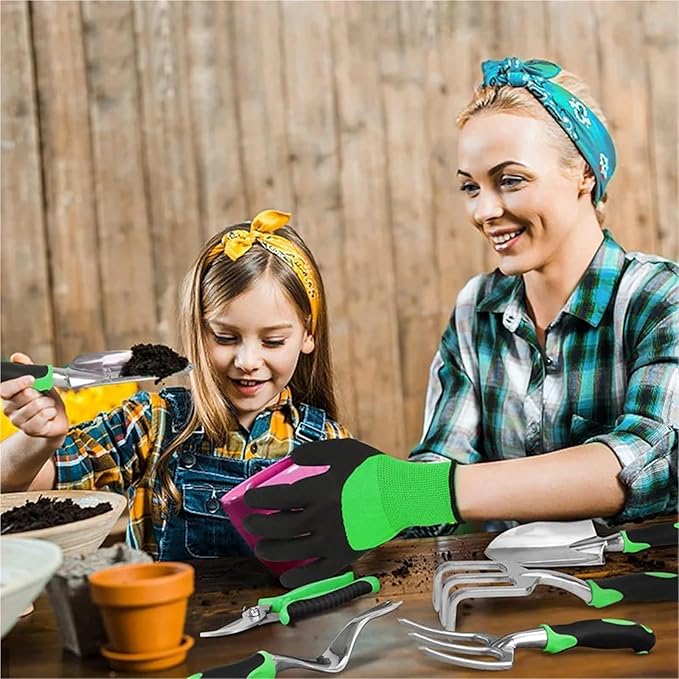 Gardening Tools Heavy Duty Gardening Hand Tools Garden Tool Set Ideal Gardening Gifts for Women Mom Men(Green 3PCS)