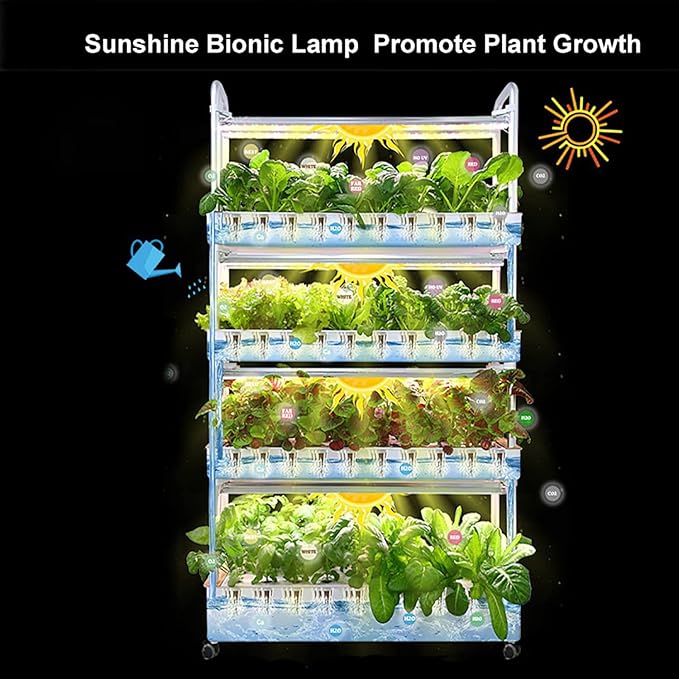 Indoor Garden Hydroponic Growing System3/4 Tier Hydroponics Tower SetHydroponic PlanterPlant Vertical HydroponicsSuitable for Planting Leafy VegetablesStem Vegetables48holes