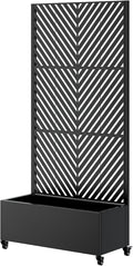 Sturdy 47x16x73 Inch Galvanized Steel Raised Garden Bed with Trellis Metal Planter Box on Wheels for Patio Privacy Screen 12 Inch Deep Root Mobile Vertical Garden Planter for Climbing Plants (M3)