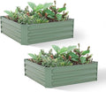 BPS Galvanized Raised Garden Bed Set of 2 3' x 3' x 1' Metal Planter Raised Garden Boxes Outdoor for Flower Planters Vegetables Herbs