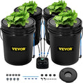 VEVOR DWC Hydroponic System 5 Gallon 4 Buckets Deep Water Culture Growing Bucket Hydroponics Grow Kit with Pump Air Stone and Water Level Device for Indoor/Outdoor Leafy Vegetables