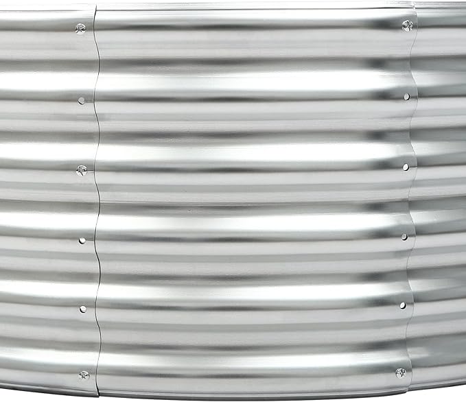 DYNAMI Round Galvanized Raised Garden Bed Kit17 Tall 42 Dia Raised Garden Boxes Outdoor Above Ground Patio Flower Bedsfor Planting Vegetables Fruits and Herbs (Silver)