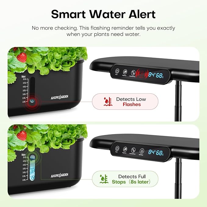Ahopegarden Hydroponics Growing System kit: 12 Pods Indoor Herb Garden with Smart Environmental Detection - Full Spectrum LED Grow Light for Growing VegetablesHerbs and Lettuce - Home Gardening