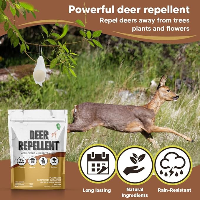 Deer Repellent Outdoor Deer Repellent for Plants Rabbit Repellent Outdoor Deer and Rabbit Repellent Keeps Deer &amp Rabbits Out of Garden Yard Lawn 8 Packs