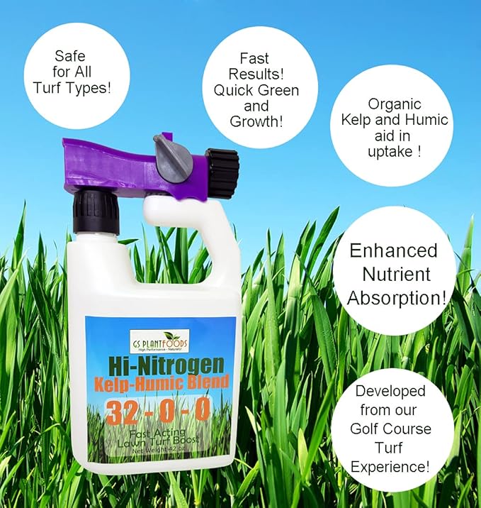 GS Plant Hi-Nitrogen Kelp-Humic Blend 32-0-0 - Promotes Quick Growth and Lush Color Covers 3000+ Square Feet
