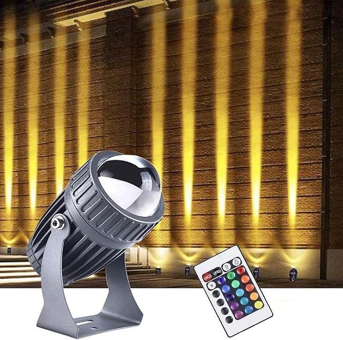 LED Narrow Beam Spotlight - Outdoor Wall Washer Lights AC 85-265V Building Exterior Wall Lighting Roof Long-Range LED Lamp(RGB+Remote Control)