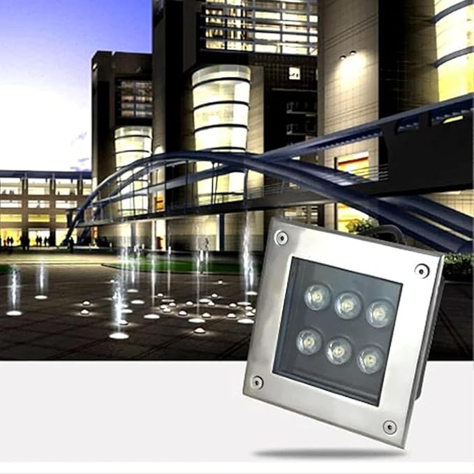 Square Ground LED Landscape Lamp Outdoor Recessed Buried Lights IP67 Waterproof Stainless Steel LED Spotlight 12V Low Pressure Garden LED Well Light for LawBlue-9 W