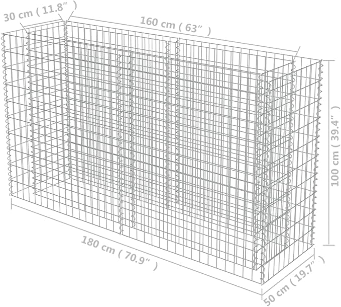 Galvanized Steel Gabion Raised Bed - 70.9 Metal Outdoor Large Planter for Vegetables Flower Plant Gardening &amp Tall Box for Beds