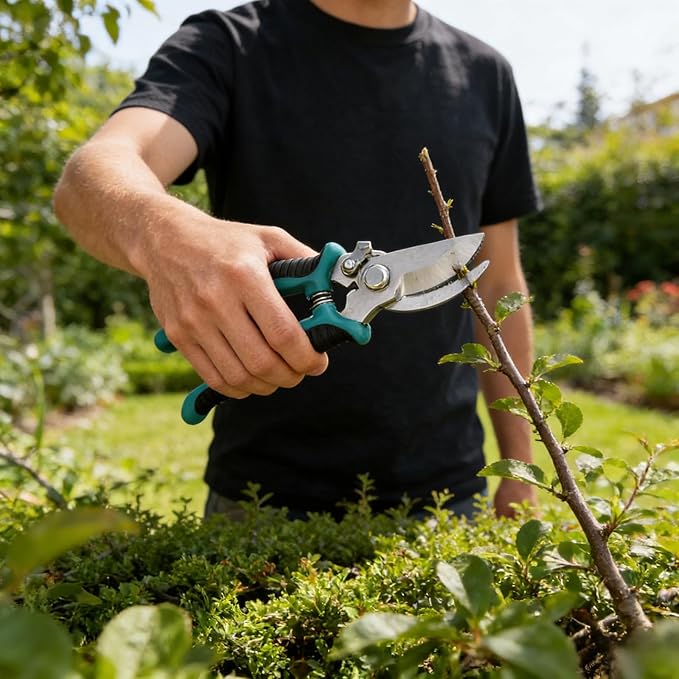 7 Piece Gardening Tools Set Garden Tool Set (Including 1 Pruning Shears 2 Garden Trowel 1 Small Rake 1 Pair of Gloves 1 Mat 1 Storage Bag) Garden Hand Tools for Weeding Cultivating