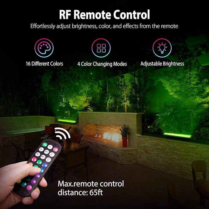 LED Wall Washer Light with RF Remote 7200LM Brightness Dimmable RGBW LED Bar Light AC120V 20 Waterproof Color Changing Linear Wall Washing Lamp for Outdoor &amp Indoor Lighting Projects