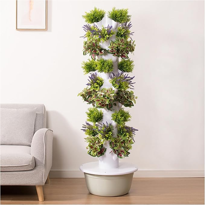5/7/9-Layer Vertical Hydroponic Tower Indoor/Outdoor Hydroponics Growing System Kit for Fruits Vegetables Herbs with Water Pump