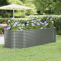 Metal Raised Garden Bed Garden Raised Bed Powder-Coated Steel Outdoor Planter Box for Vegetables Herbs Flowers 98x39.4x26.8 Gray-173
