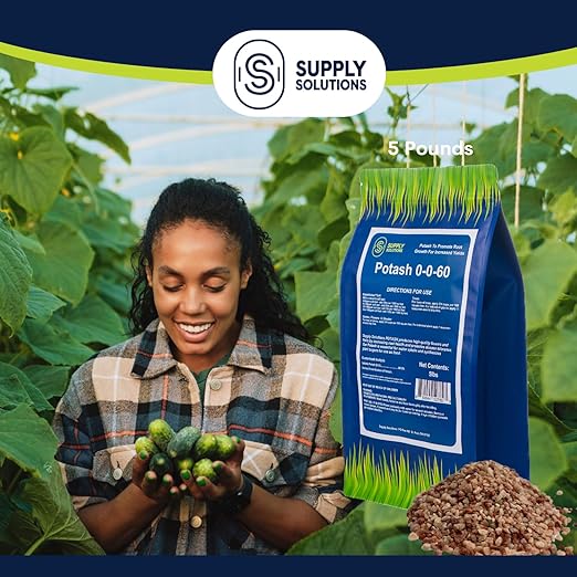 Supply Solutions Muriate of Potash 0-0-60 Fertilizer - High Potassium Fertilizer for Lush Crops &amp Blooms Ideal for Acidic Plants (5lbs)
