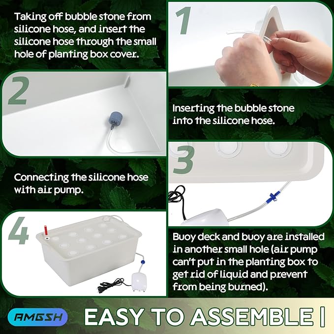Hydroponics Growing System Kit with Air Pump Bubble Stone 12-Hole Indoor Hydroponic System Grow Box Indoor Gardening System &amp Hydroponic Kit Vegetable &amp Herb Garden Starter Kit