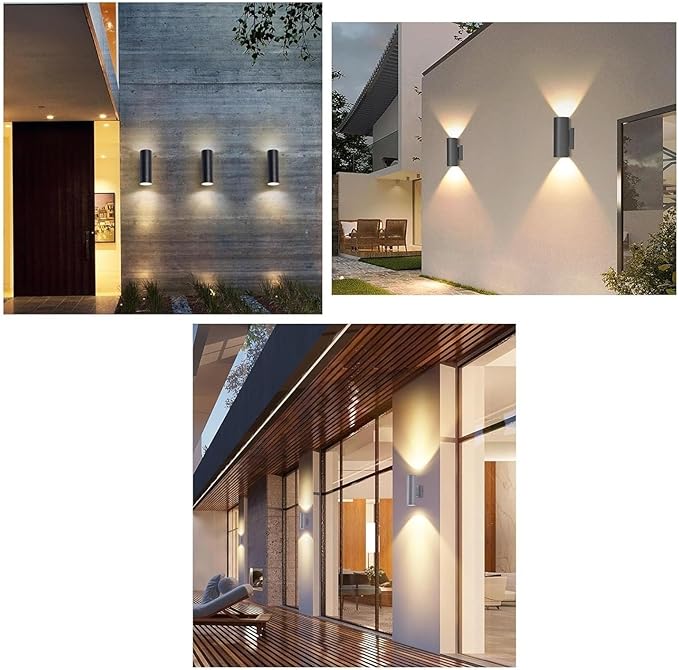 Double Head Up and Down Irradiation Outdoor Wall Washer Lights Spotlight Led Beam Light IP65 Waterproof Villa Courtyard Pillar Lamp 220V Exterior Landscape Lighting(Warm White Light18w)