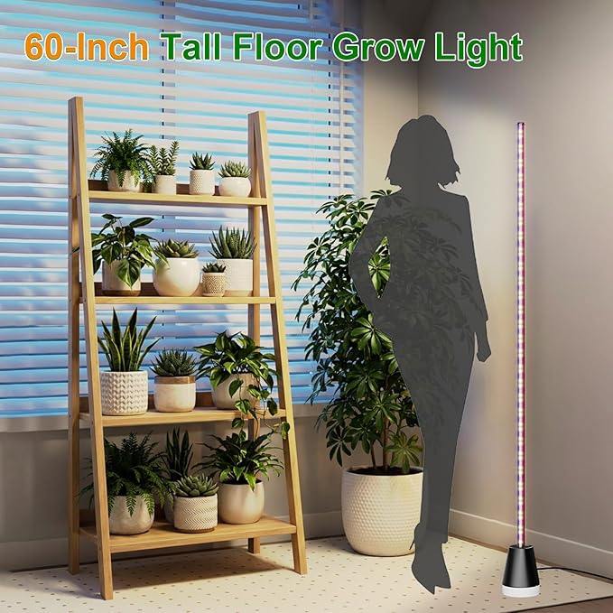 Grow Lights for Indoor Plants with Timer Full Spectrum Grow Lights with 192 LEDs Vertical Plant Light Standing Plant Lamp 60 5 Level Dimmable