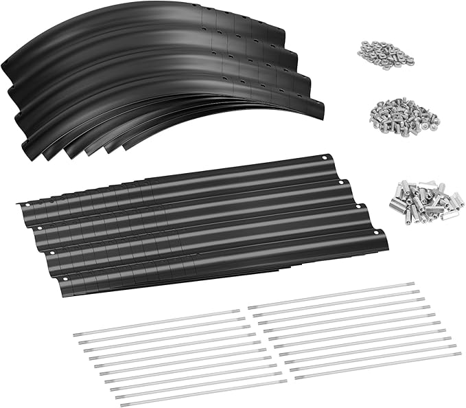 Land Guard 8×2×1ft Galvanized Raised Garden Bed Kit 108 Gallon Capacity Raised Garden Boxes Outdoor Oval Metal Raised Garden Beds for Vegetables Gray(with 10 Connecting rods)