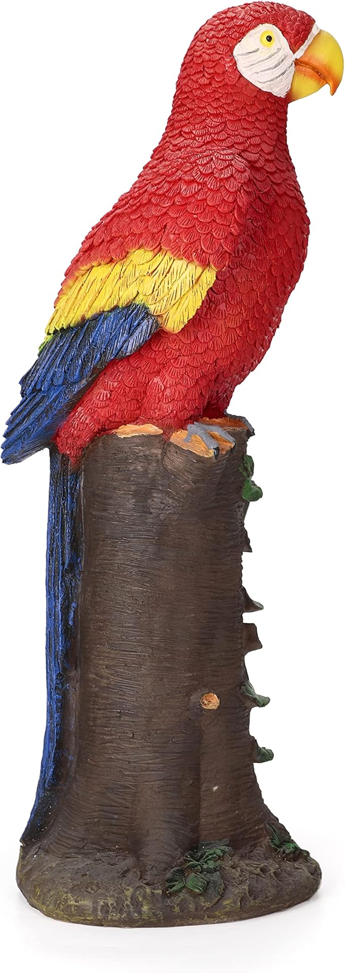 Techko Decorative Red Parrot Outdoor Garden Statue Waterproof Solar LED Spotlight Tropical Tiki Decor