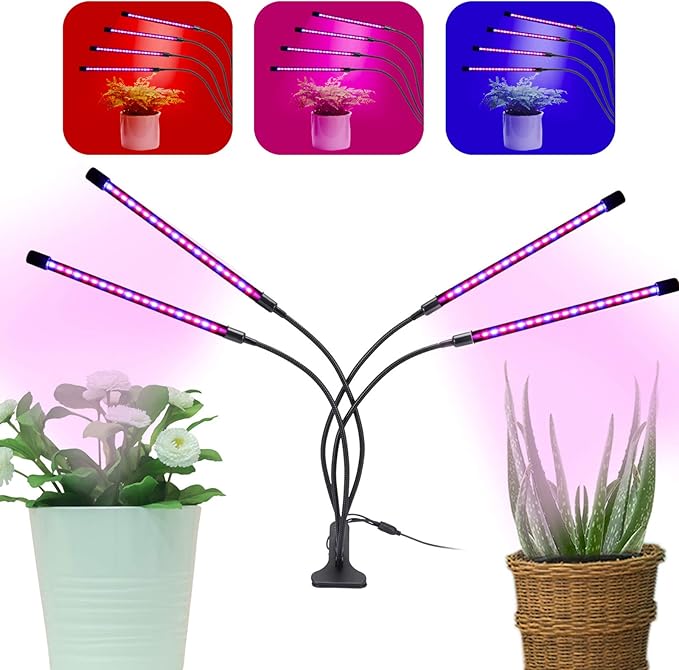 Grow Lights Plant Light Indoor Red and Blue Full Spectrum LED Plant Grow Light with Timer 3 9 12H 3 Lighting Modes 9 Level BrightnessAutomatic Switch Mode Plant Lights Adjustable Clips